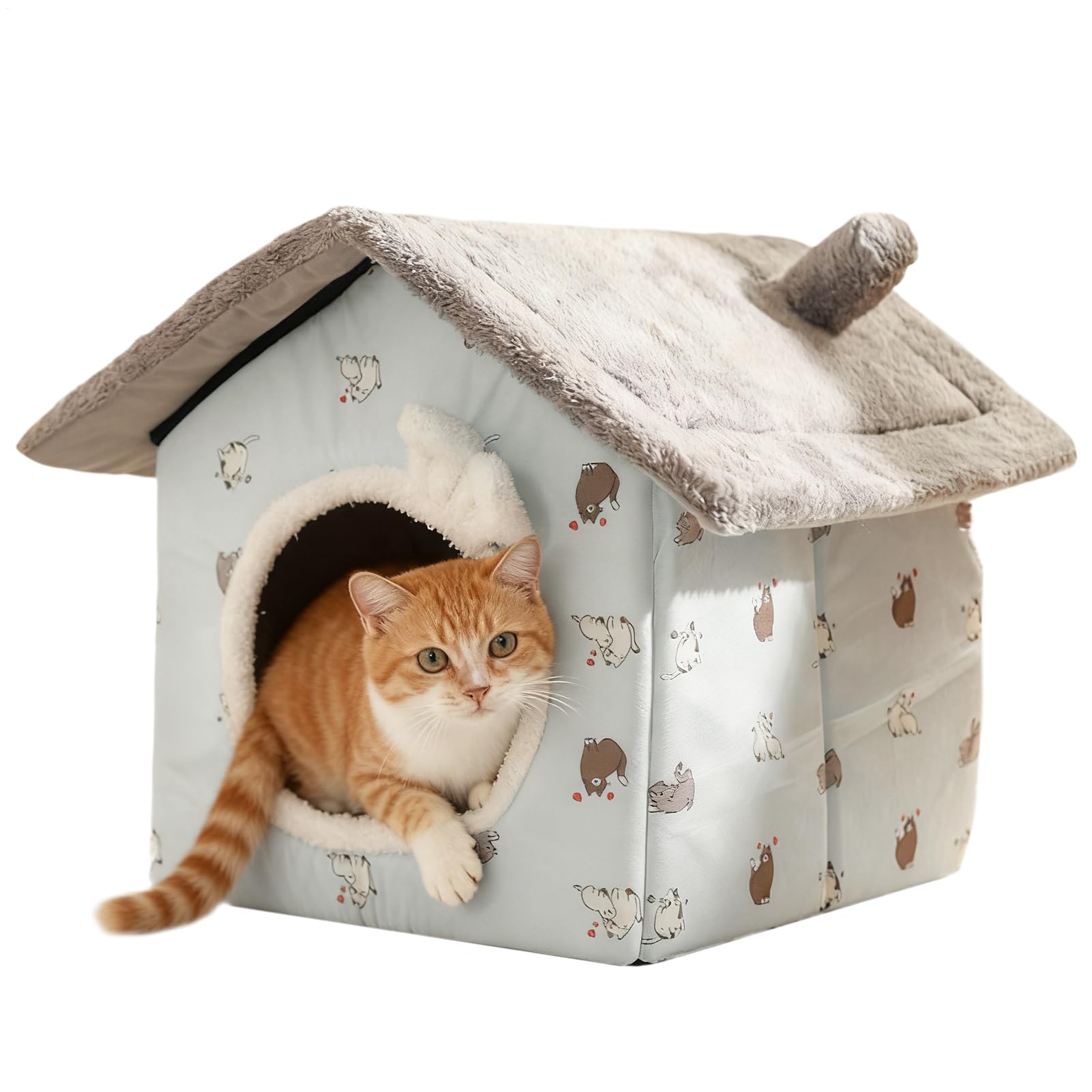Cat Cave Bed - Enclosed Warm Pet Bed | Anti-Slip Pet Cave Nest | Cat Shelter For Indoor Home Bedroom Living Room Winter Cats Dogs Kitten Puppy