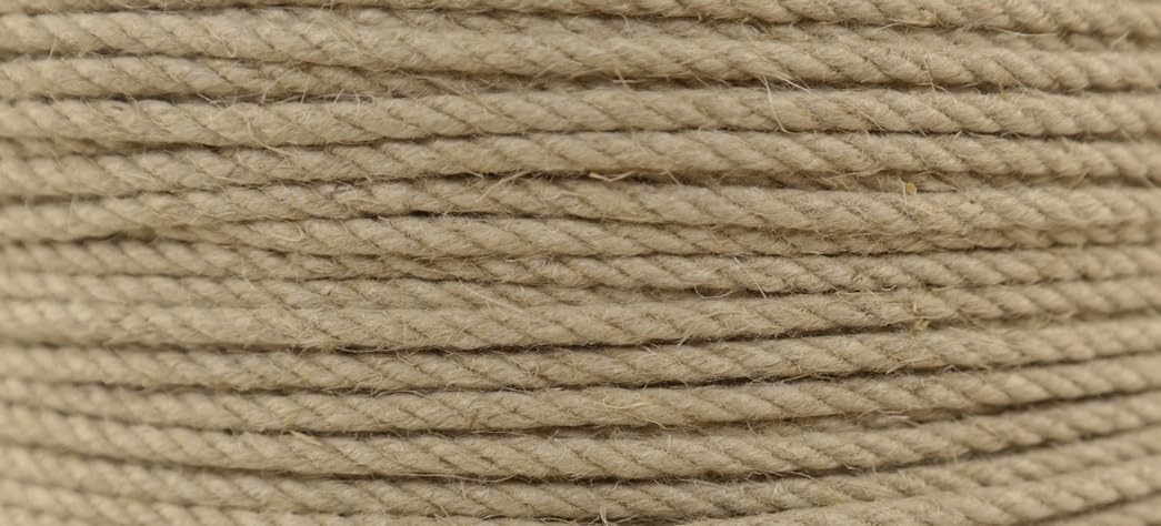Hanfseil/Seil aus Hanf/Naturhanf 3-schäftig gedreht Natur Durchmesser 4mm - Länge: 100 Meter - hergestellt aus naturbelassenem Hanfgarn, biologisch abbaubar und umweltfreundlich