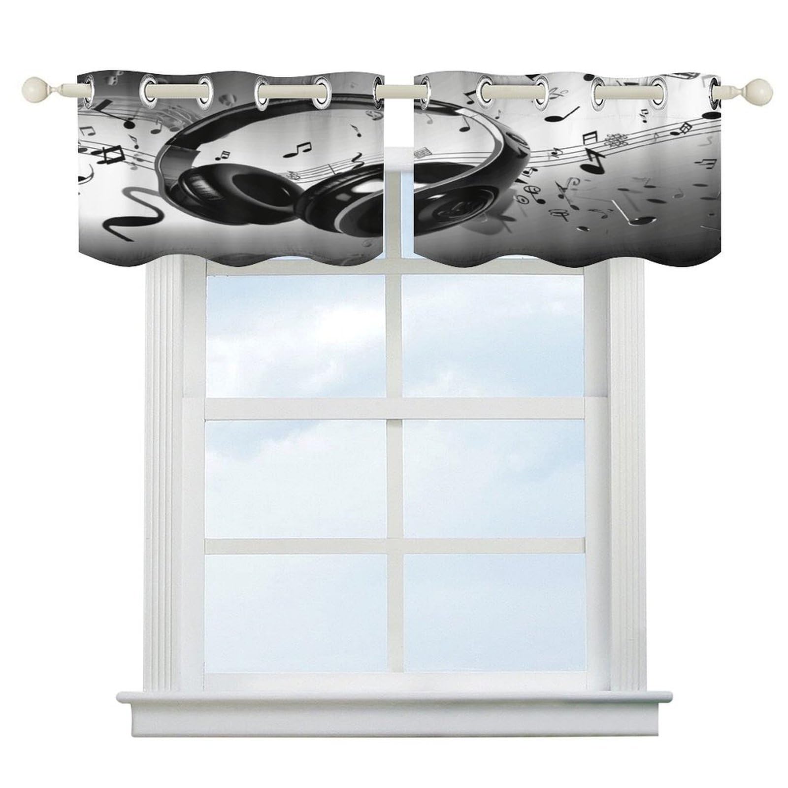 Fekiloot Style Music Short Curtains Valance Curtain