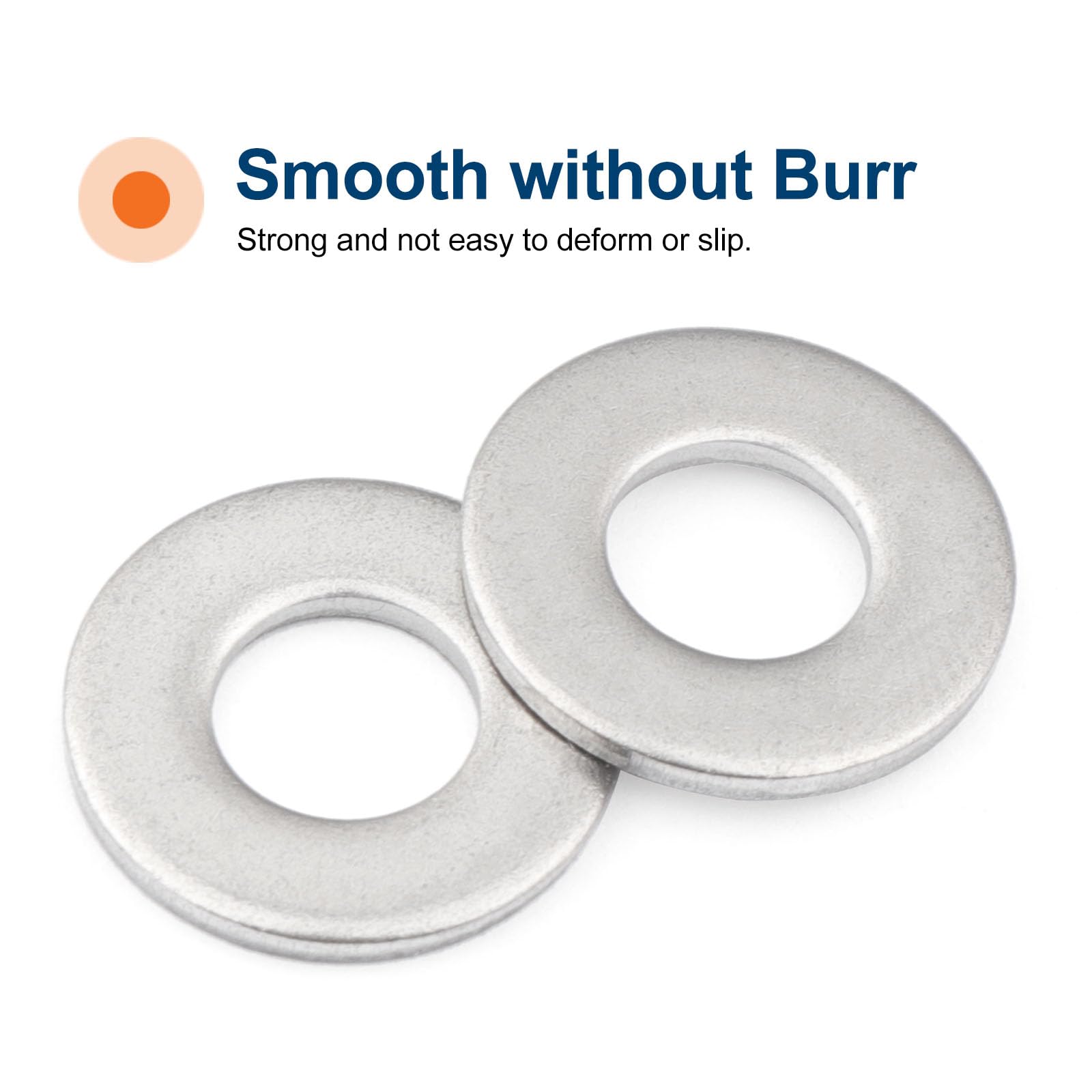Stainless Steel Flat Washers - 200 Pack -2