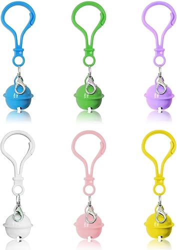 Miniatura 8 de Aoche Campanas para mascotas para collar de perro y gato, paquete de 6, accesorios con dije para mascotas con 1 llavero de acero inoxidable (XS)