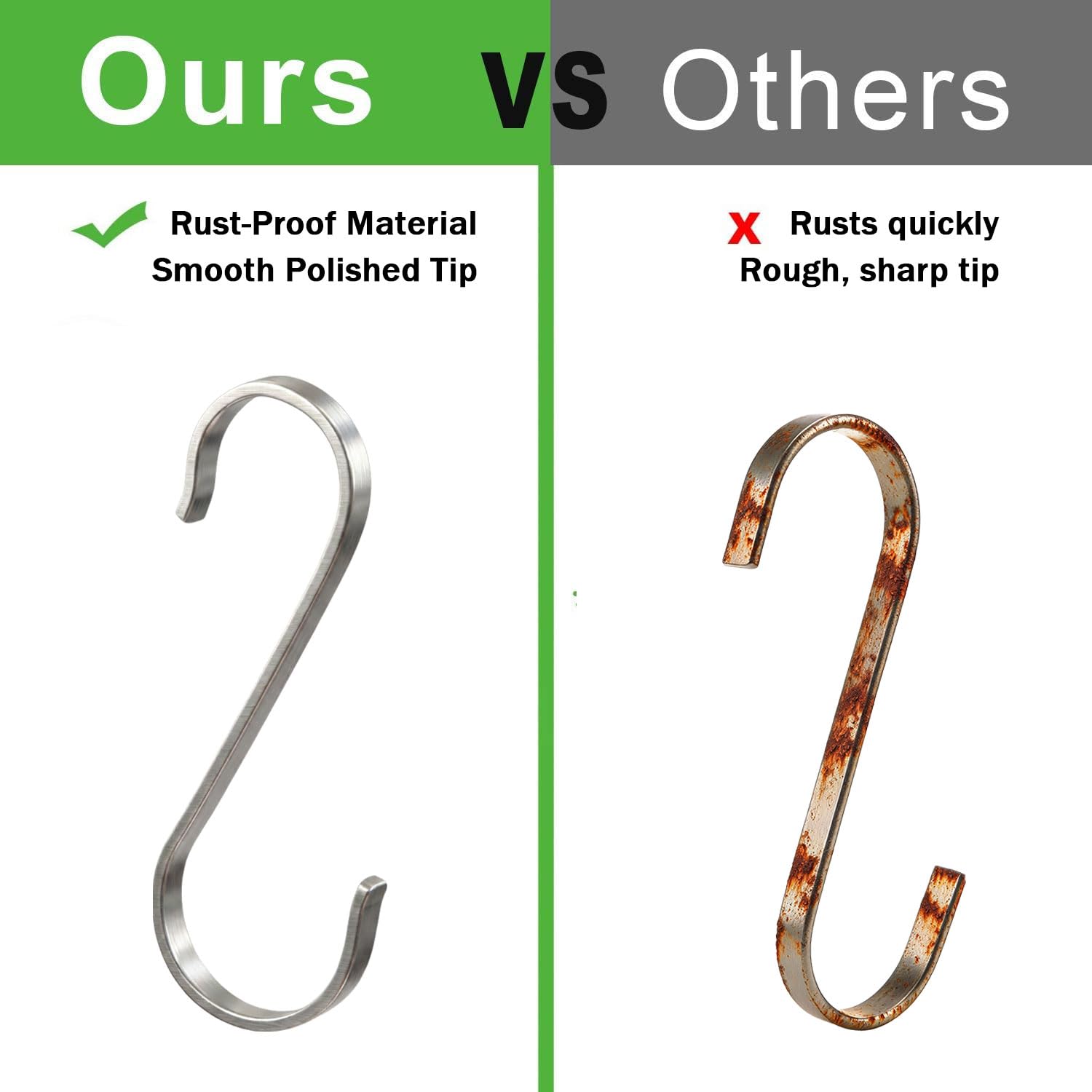 Stainless Steel S Hooks - 10 Pack -5