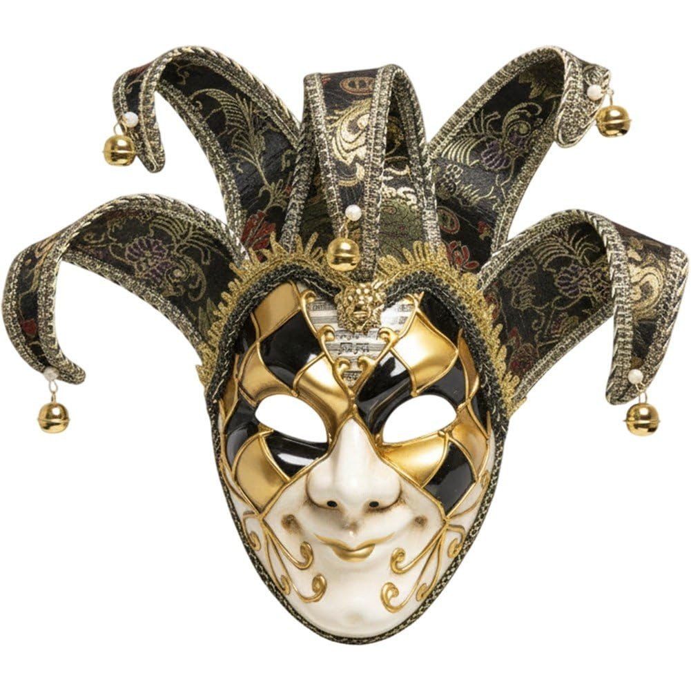 Dinntty Masquerade Mask Venetian Full Face Jester Mask Musical Carnival Mardi Gras Mask for Halloween Christmas Ball Prom Party