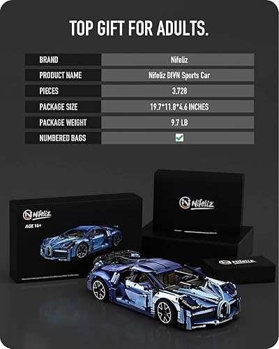 Miniatura 5 de Nifeliz DIVN Race Car MOC Building Kit and Engineering Toy Adult Collectible Sports Car Technology Car Building Kit 18 Scale Sports Car Model for