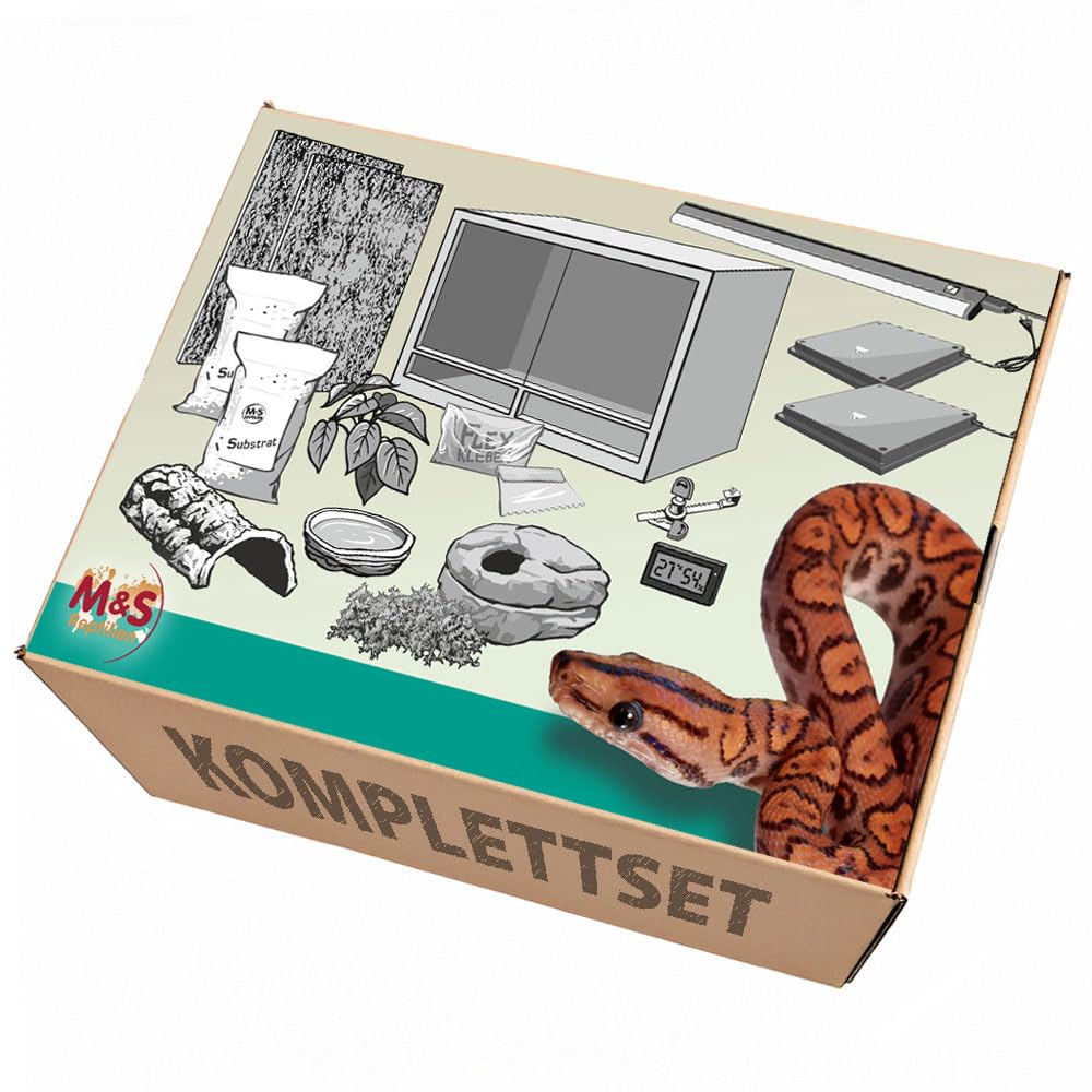Komplettset: Für Pythons und kleinere Boas (120cm Länge) Terrarium mit Holz-Terrarium
