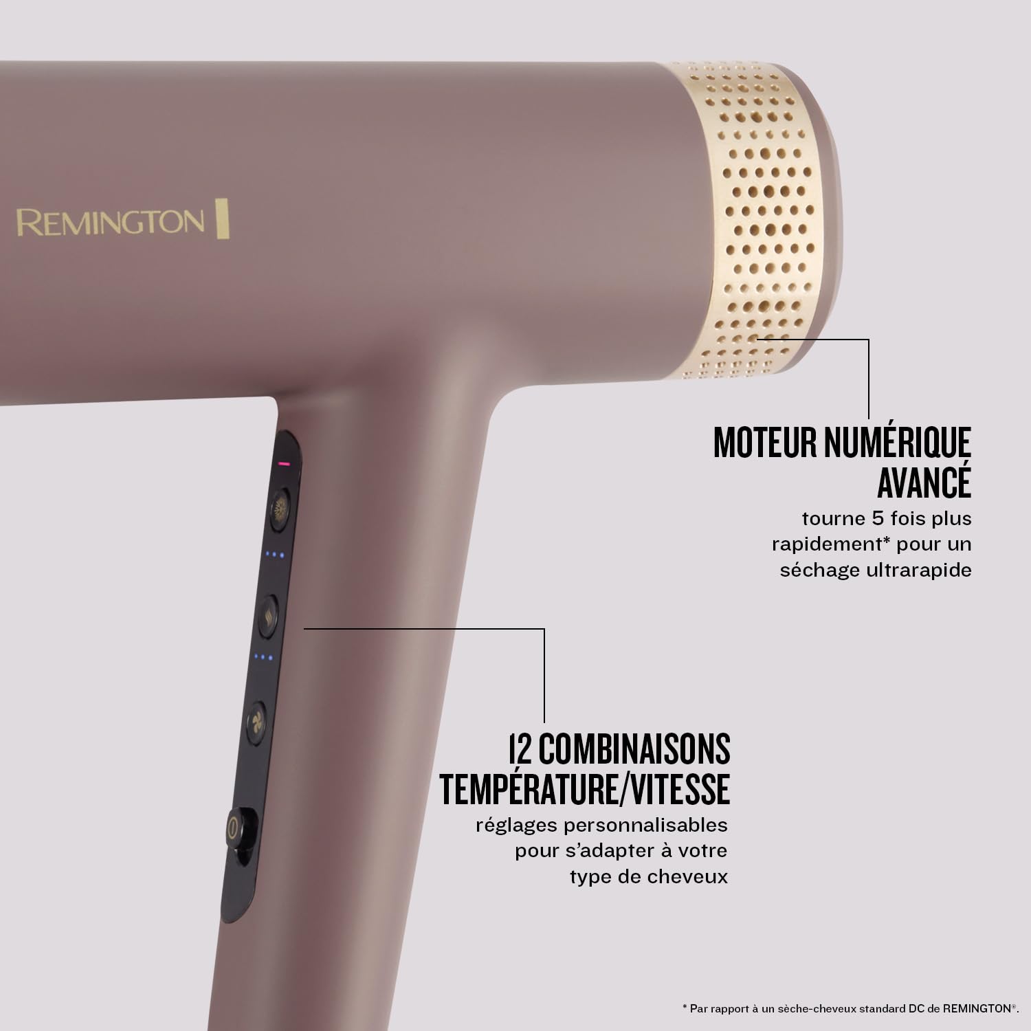 Remington AIRvive Sèche-cheveux (Moteur numérique silencieux léger, 110 000 tr/min, séchage rapide) Concentrateur, diffuseur (Technologie Ionique et anti-frisottis,12 réglages chaleur-vitesse) EC8930