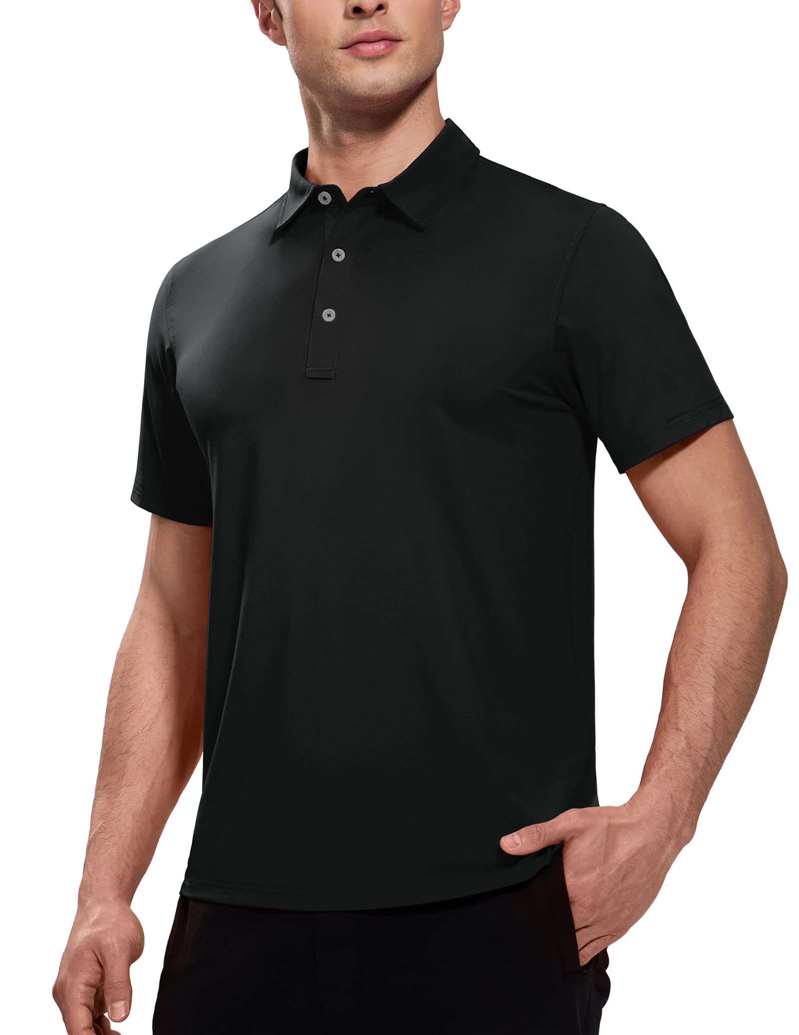 MIER Polo da uomo a maniche corte Dry Fit Performance Golf Tennis Active con colletto, protezione solare UPF 50+
