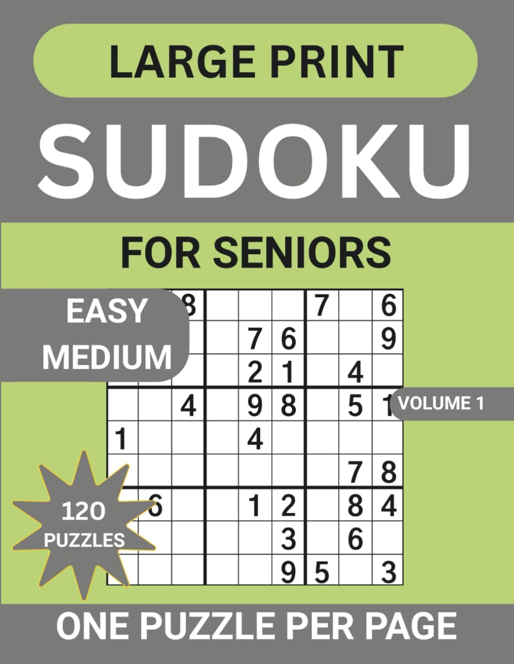 Large Print Sudoku For Seniors: 120 Easy Medium Sudoku Puzzles, 14 Progressive Levels One Puzzle Per Page With Solutions And Instructions for Adults
