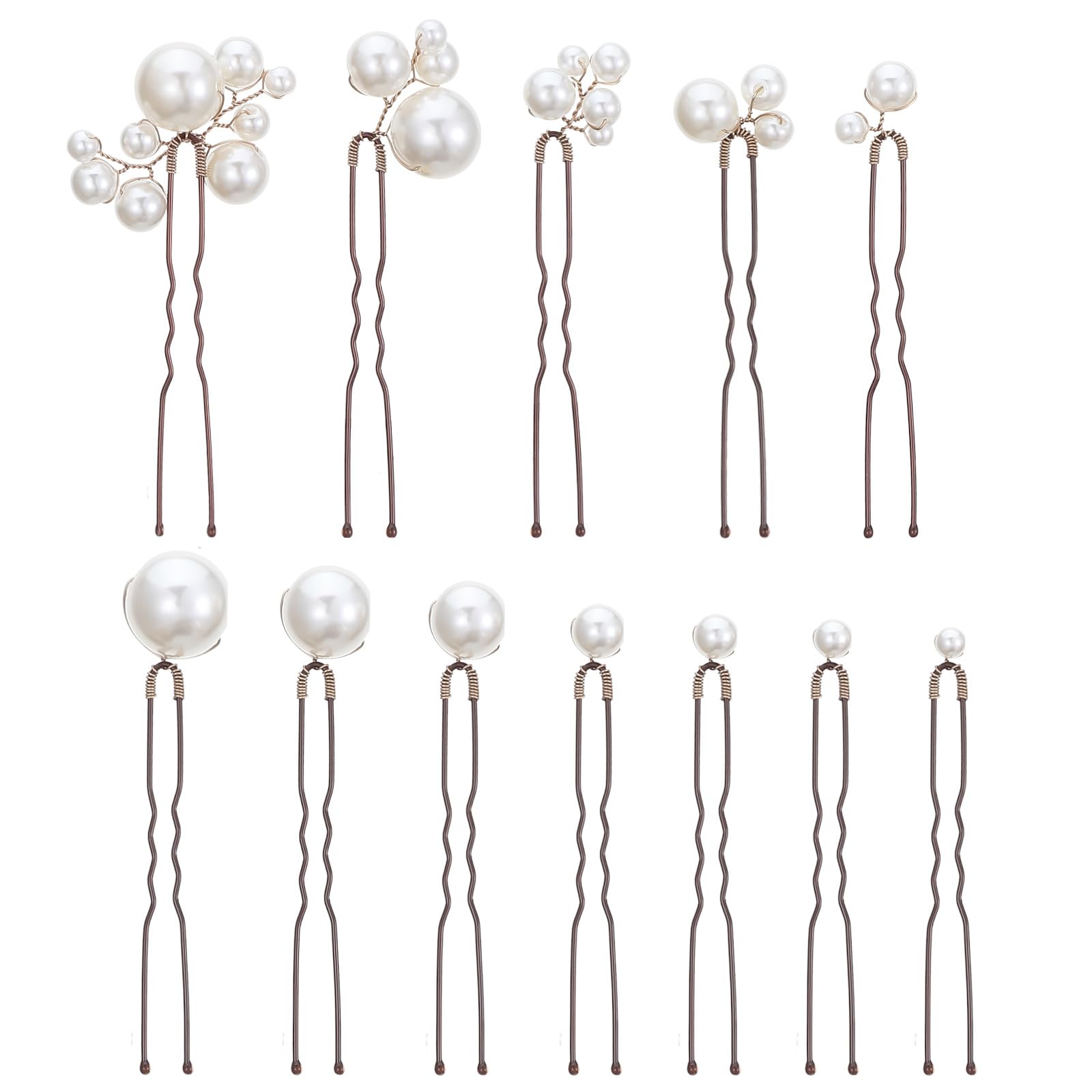 12 PCS Bridal Wedding Hair Pins, Bridal Hair Pearl Crystal Bobby Hairpin Wedding Accessories