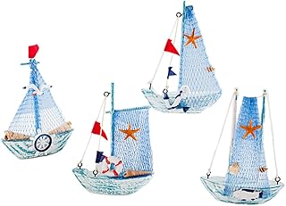 SEWACC 4 Pçs Modelo De Veleiro Decoração De Madeira Ornamento De Veleiro Decoração De Veleiro De Madeira Modelo De Veleiro Artesanato Pequeno De Pesca Exibir Decorações Ornamentos
