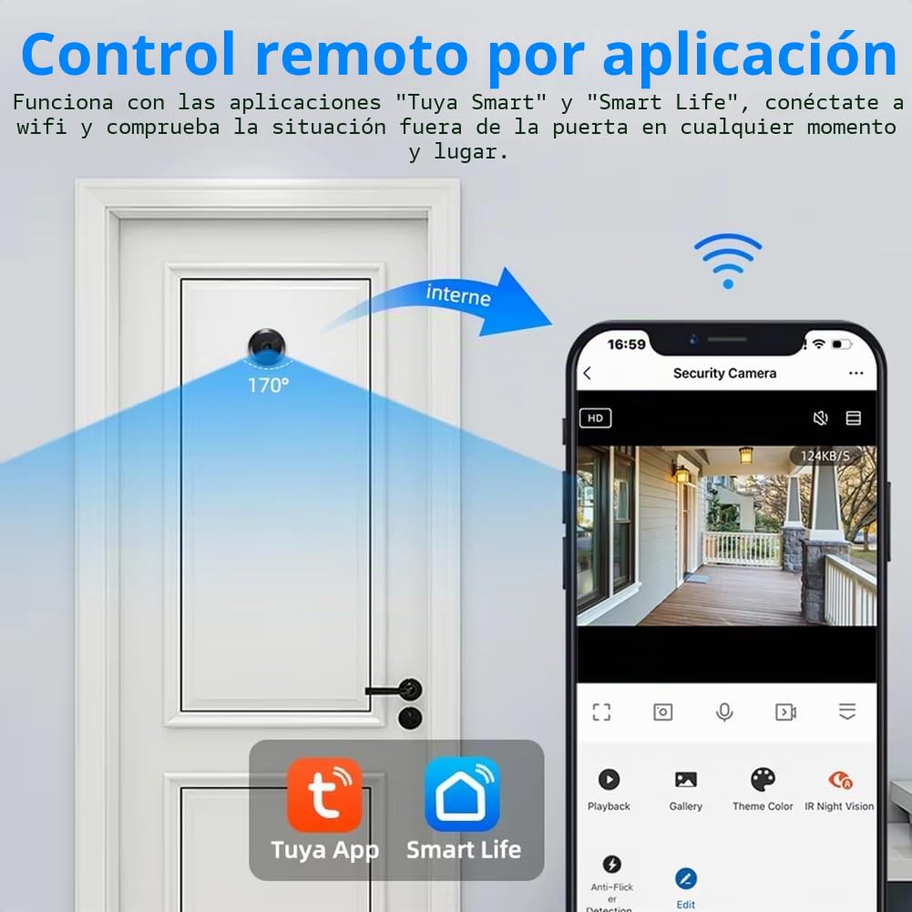 Tuya Life Hogar Cámara Espía Digital 2.4G/5G Mini Cámara Tuya Cámara Espía para Puerta