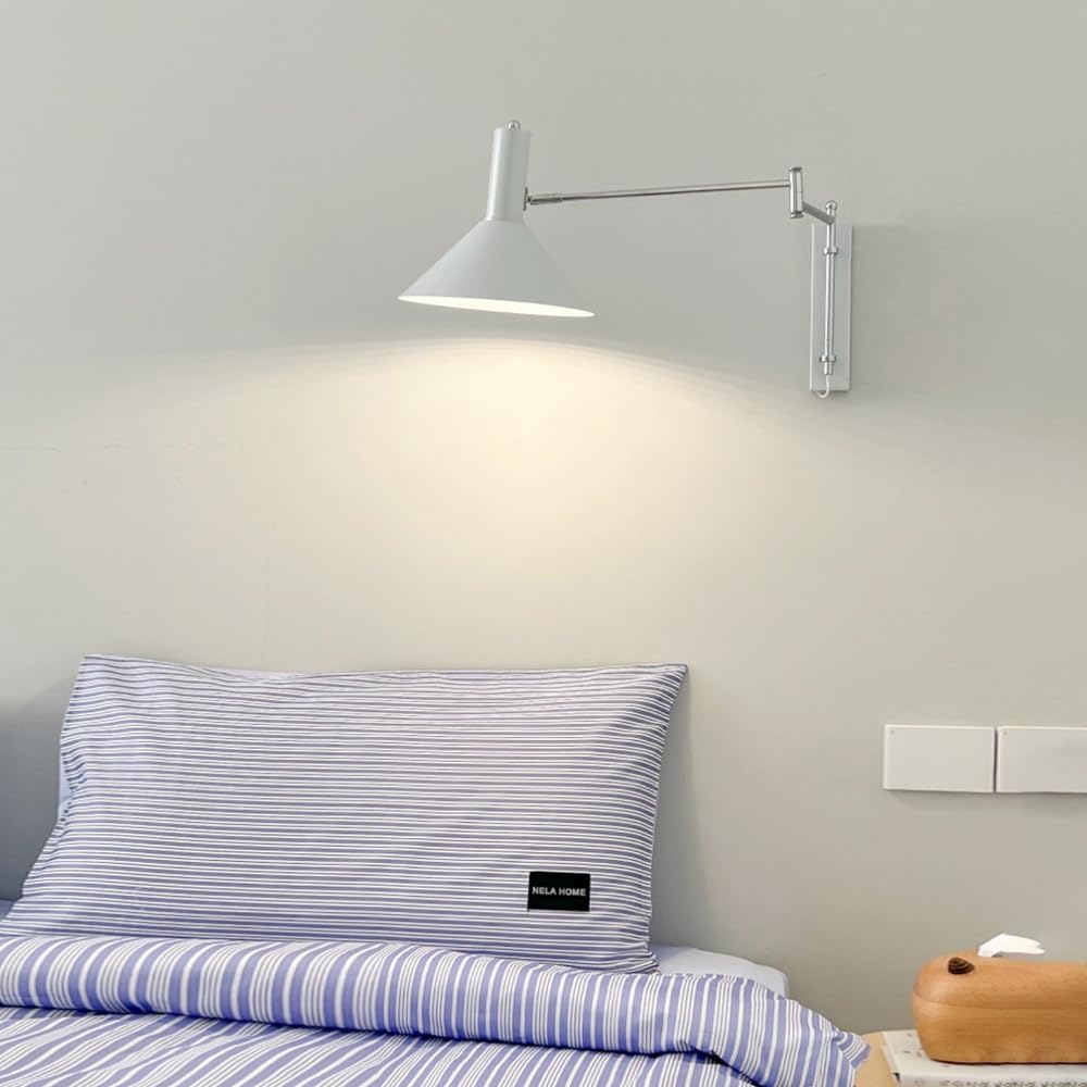 Kinkiety Bauhaus Kinkiet ścienny z ramieniem obrotowym Chromowana przemysłowa kinkiet Regulowana obok lampki do czytania Elastyczna nowoczesna metalowa oprawa ścienna w stylu vintage do salonu