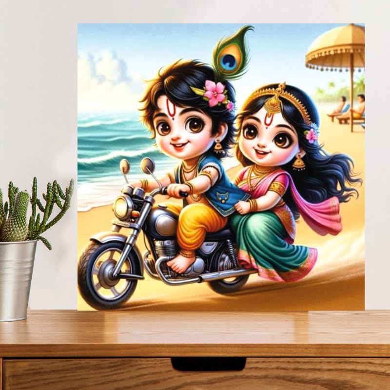 Image of British Terminal Cute little Bal Gopal Baby God Krishna| Kanha Ji | Laddu Lord Makhan Chor Painting Religious Poster for Pregnant Women for wall (matt thin vinyl,sticker,multicolor,unframed)| bj417