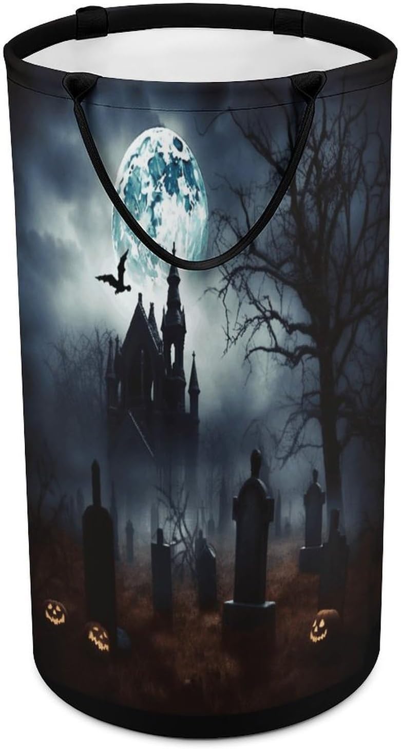 Gothic Happy Halloween Laundry Hamper Portable Lightweight Clothes Hampers Fashion Dirty Laundry Storage Basket Large Capacity Foldable Clothes Baskets for Bathroom Bedroom