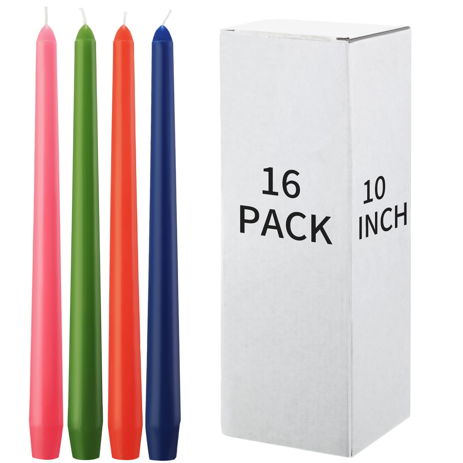 MTLEE 16 candele coniche da 25,4 cm, antigoccia, senza fumo e non profumate, candele affusolate a lunga combustione, bastoncini di paraffina con stoppini in cotone, candele da cena, ideali per eventi