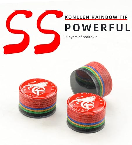 Miniatura 9 de KONLLEN Puntas de Taco de Piscina 9 Capas Arcoíris para Billar (Durezas SX/SS/S/M/MH/H) (Tamaño 11mm/14mm) Punta de Taco de Piscina con Junta H-azul