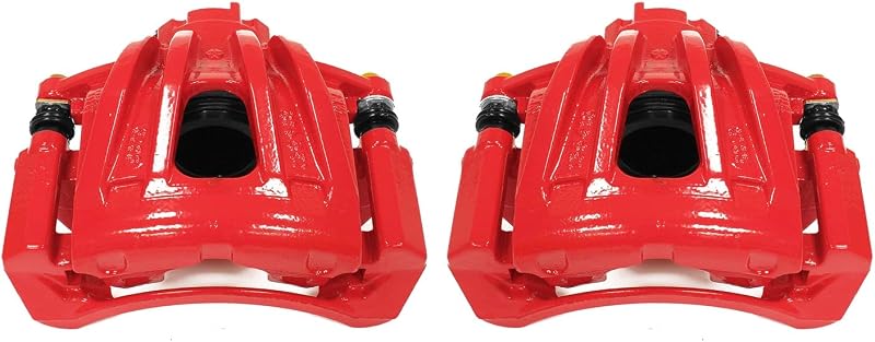 Par de pinças de freio dianteiras PowerStop vermelhas para Jeep Liberty 2002–2007 – S4844