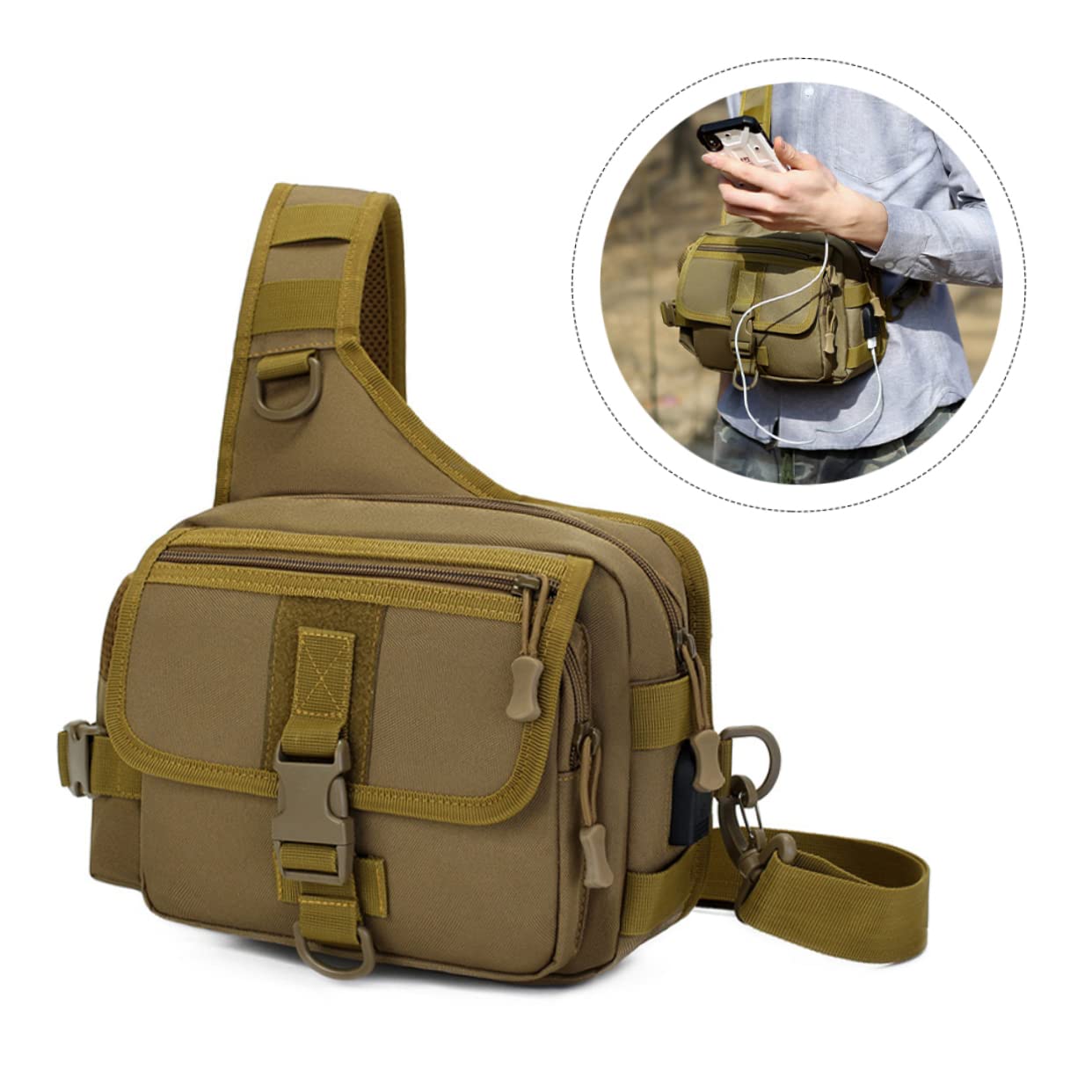 DECHOUS Borsa Tattica Portatile Borsa Tracolla Resistente All Usura Da Campeggio Cerniera Liscia e Resistente Adatta Per Escursionismo Outdoor e Attività Sportive