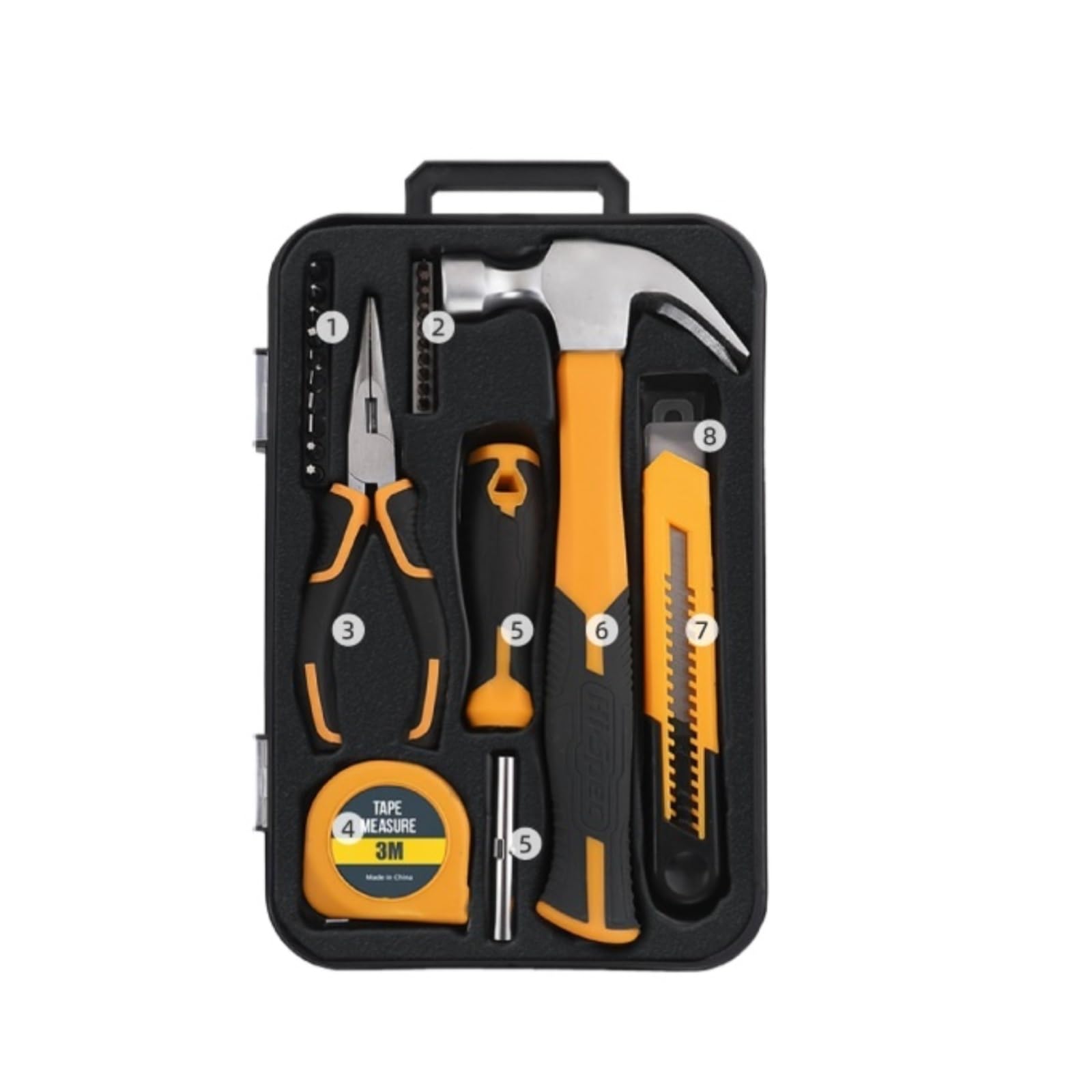 Juskaqzyi Men's One Color Tool Chest Home Tool Set Basics Household Tool Kit With Small Carrying Box For And Wo Diy (Yellow) Toolbox(27Pcs)