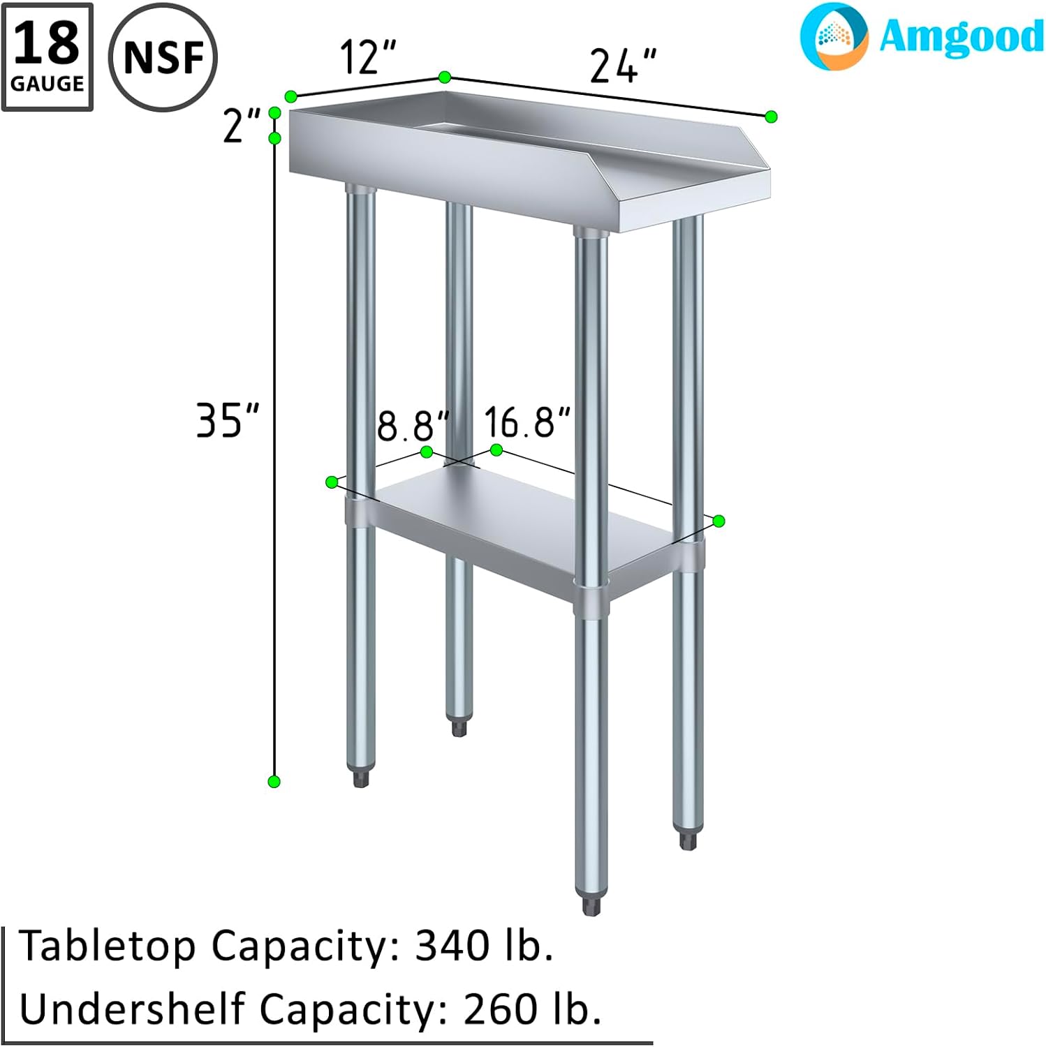 60" Stainless Steel Work Table with Galvanized Undershelf and Backsplash