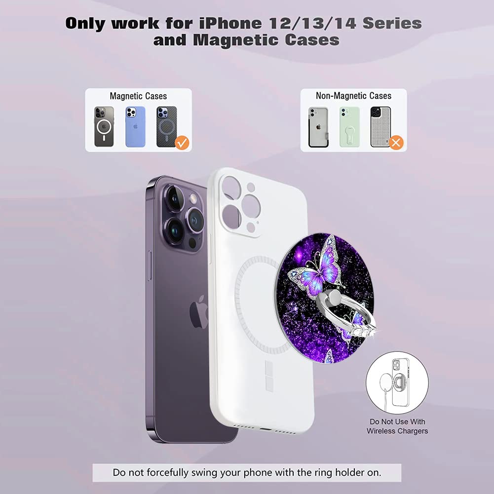 ZIYE Hülle Für IPhone 14 Pro Max Mit Schmetterlings-Design - Stoßfeste Handyhülle Mit Handyring & Schlüsselband (lila)
