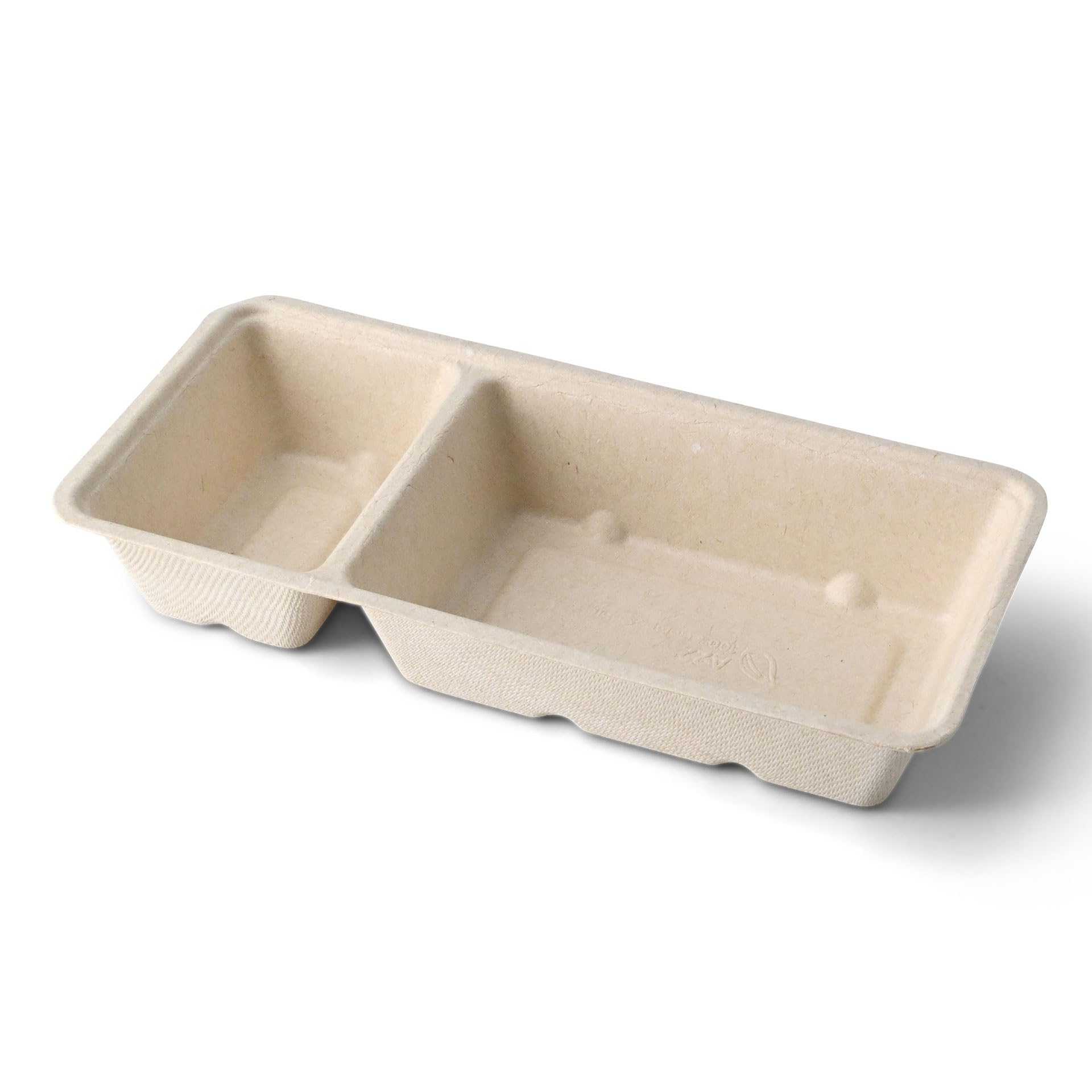 BIOZOYG Barquetas para Patatas Fritas de Caña de Azúcar 800 Unidades 2 Compartimentos 9,5 x 20 x 3,5 cm - Cuencos Desechables Compostables Cestas Ecológicas Biodegradables - Bagazo Chips Salsas