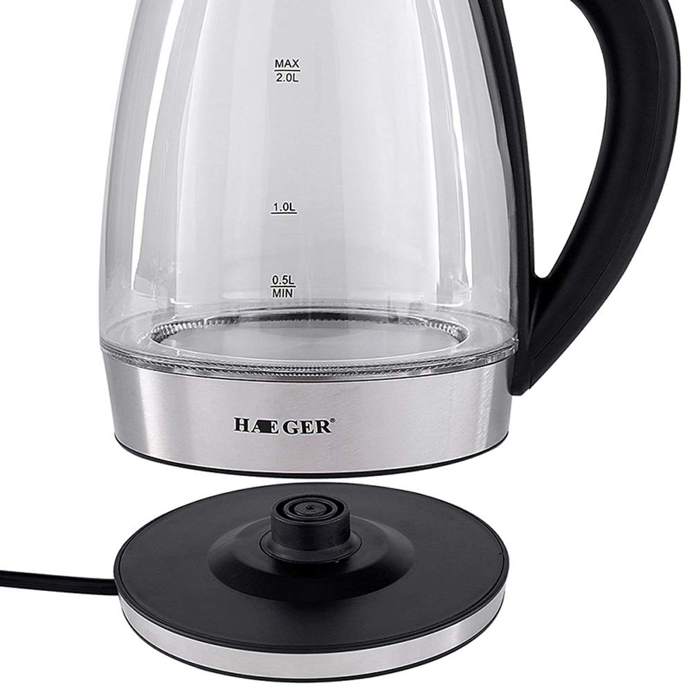 Generico Bollitore Elettrico in Vetro di Sicurezza, Ebollizione Rapida, Illuminazione A LED, Grande capacità 2,5 Litri, Vetro Borosilicato