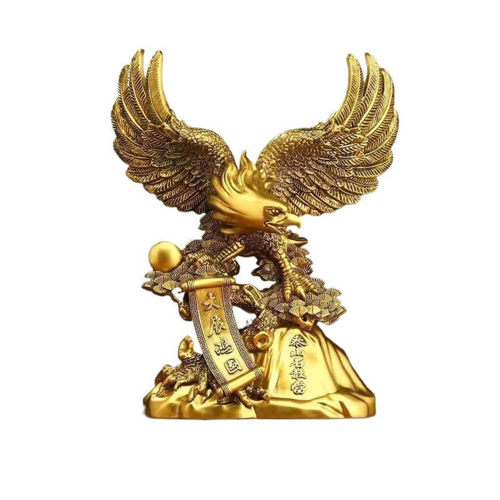 IUokLU Statue Creative Brass Eagle Ornaments Living Room Study Office Desktop Chinese Style Decoration Ornaments Brass Figurine (size_name B)