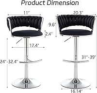 Vista 71 de Gold Velvet Bar Stools Set of 4, Counter Height Barstools with Low Back, Swivel Bar Stool for Kitchen Island, Pub (Grey)