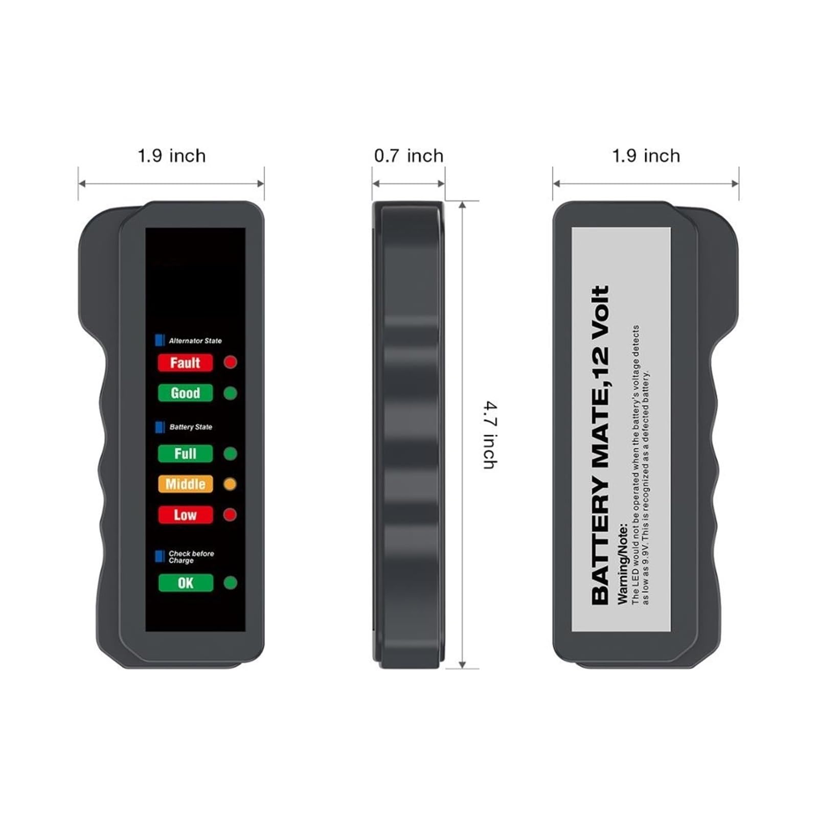 Herramienta Digital de Prueba de baterías de Coche de 12 V para alternadores con Pantalla de 6 Luces LED. Herramientas de diagnóstico automotriz para una detección rápida，BM320 Battery Tester