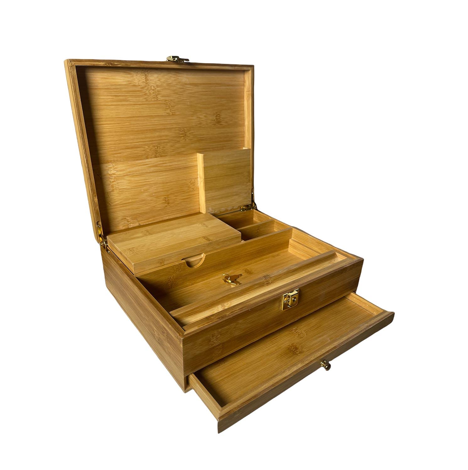 The Dark Diamond Brown Royal Roll Box Premium Smoking Accessories Storage Handcrafted Bamboo Wooden Stash Rolling Box (Large - 30X25x10cm)