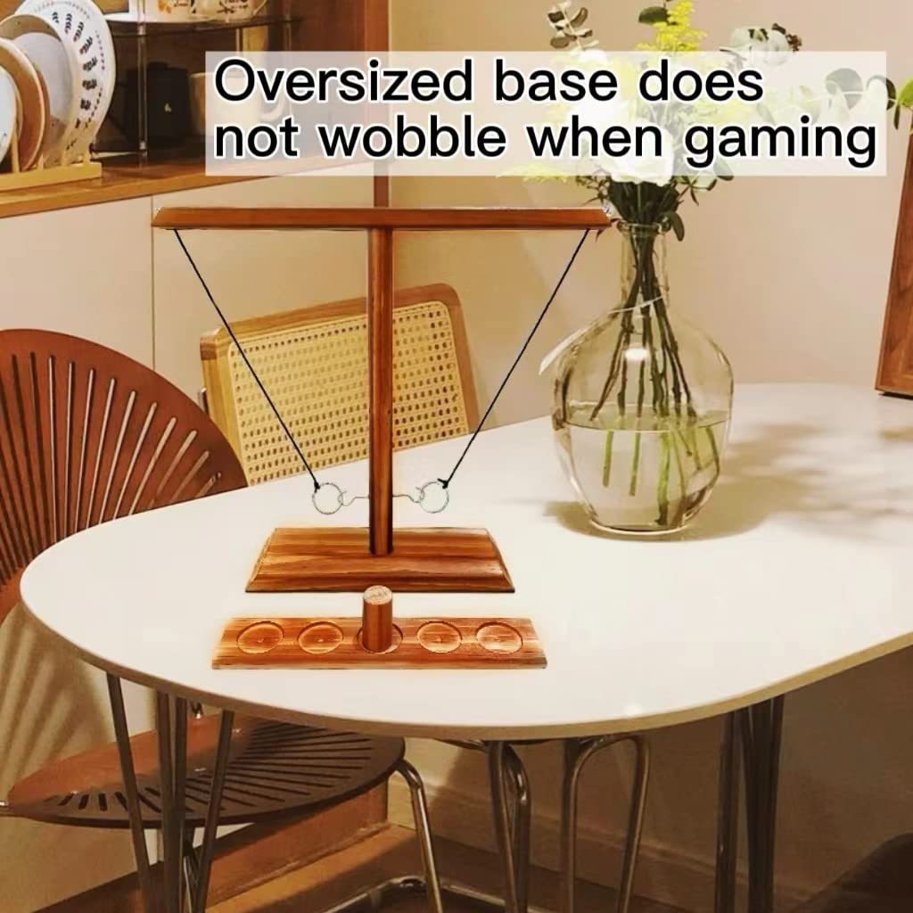 WeiDu77 Ring Hook Throwing Game, Wooden Hook and Ring Throwing Game for Party Outdoor Handmade Handheld Ring Hook Fast-Paced Family Interactive Game Toy 2