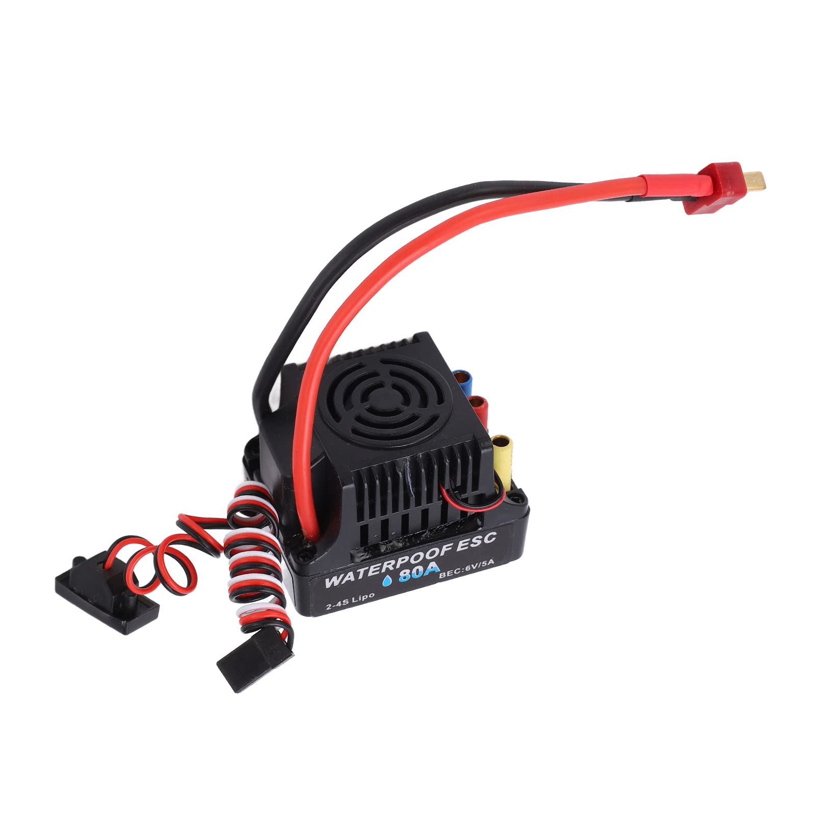 Cryfokt RC Car Brushless ESC, RC 80A Brushless ESC Excellent Acceleration Strong Braking 6V 5A SBEC T Plug for 1/8 RC for DIY for Repair