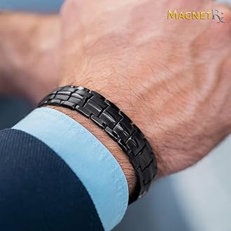 MagnetRX® Ultra Strength Magnetic Bracelet - Effective Stainless Steel Magnetic Bracelets for Men - Adjustable Bracelet Length with Sizing Tool for Perfect Fit (Black)