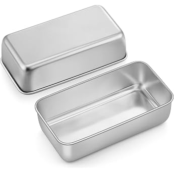 Onader Bread Baking Mould Set of 2 Stainless Steel Toast Bread Baking Moulds 23.5 x 12.5 x 6.5 cm Rectangular loaf tin ideal for bread and cakes dishwasher safe and healthy heat resistant and oven-safe highly durable