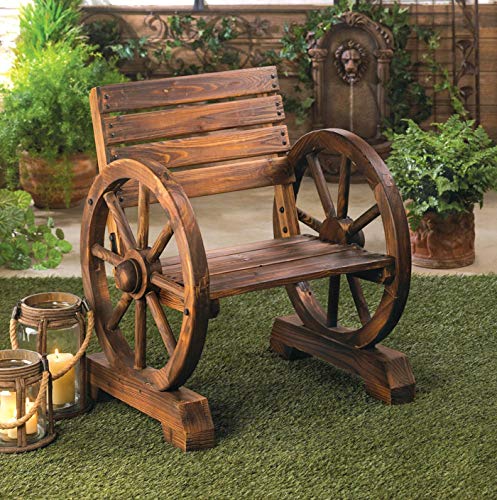 Koehler Home Outdoor Garden Yard Decorative Wagon Wheel Armrest Relaxing Charming Wood Chair #TOP1