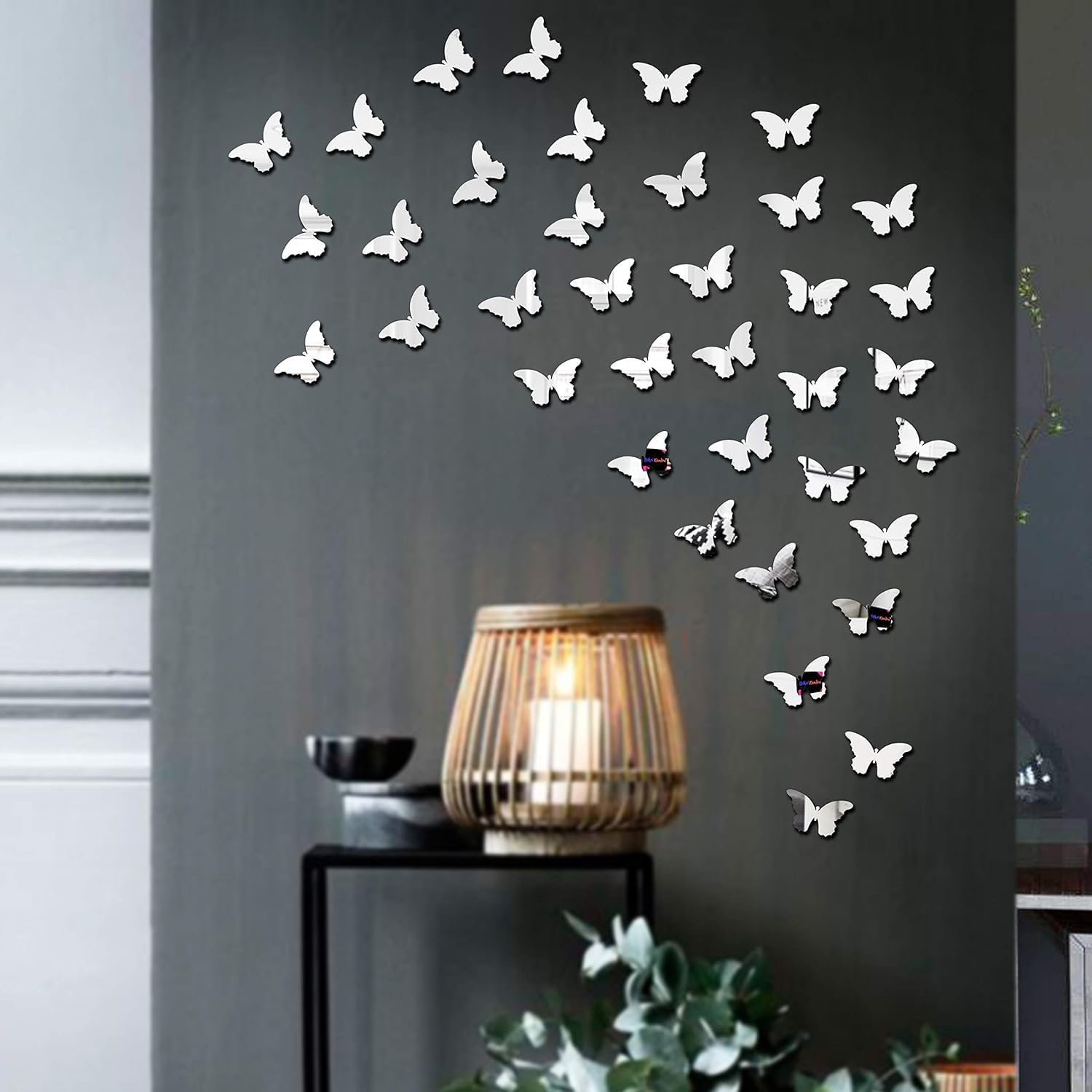 Chote Mote Selle - Butterfly Silver (Pack of) Decorative Mirror Stickers for Wall, Wall Mirror Stickers, 3D Acrylic Stickers Wall Stickers for Hall Room, Bed Room (40, Silver) (B0D6W6P3JZ) Amazon Price History, Amazon Price Tracker