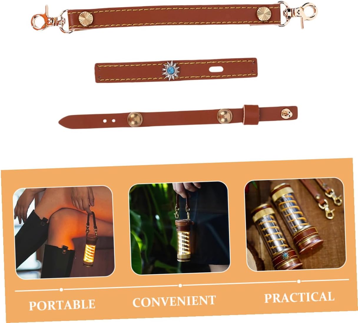 PRETYZOOM Camping Light Strap 3pcs Adjustable Leather Lantern Carrier Hanging Rope for Outdoor Camping Hiking Lantern Accessories