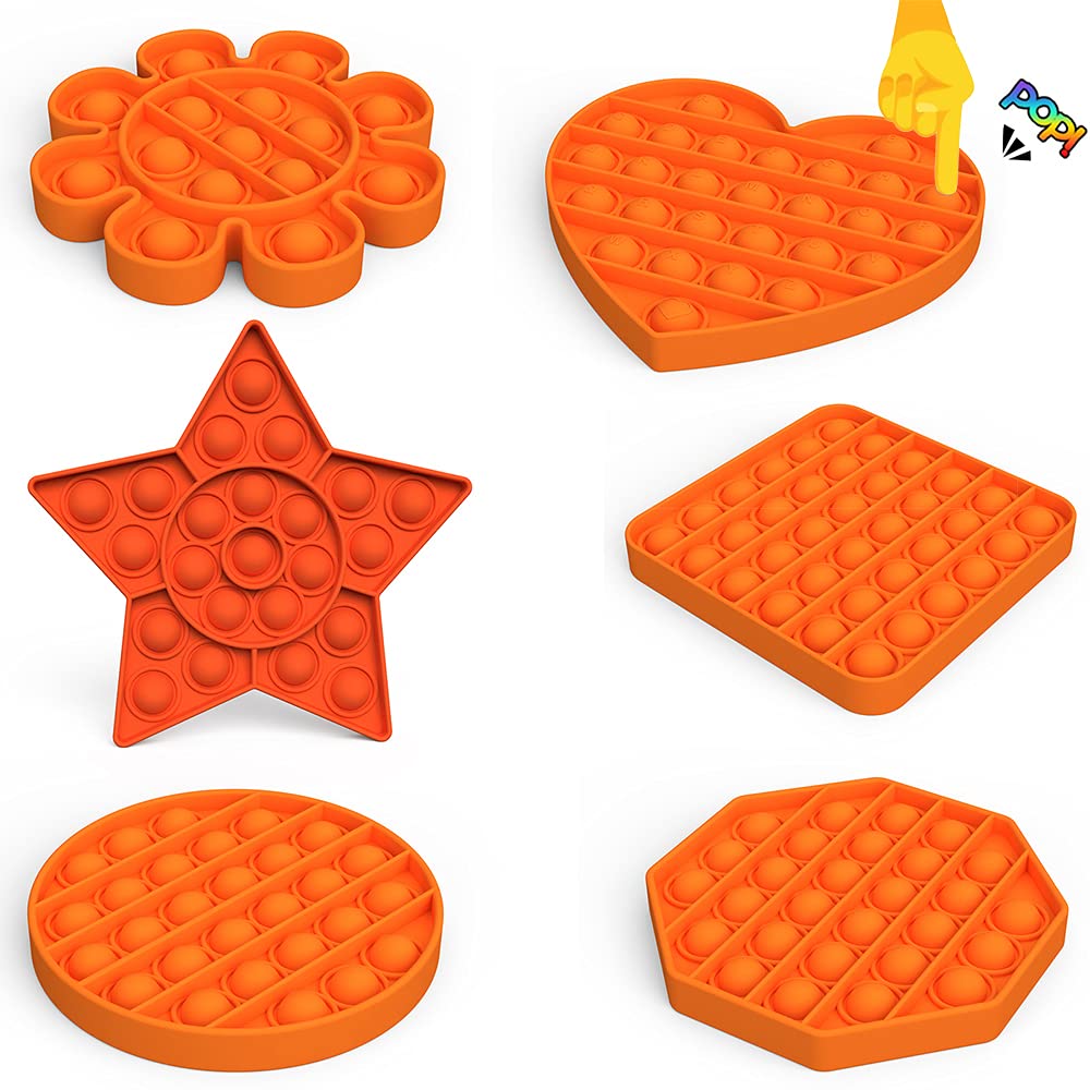 JJONE Push Pop Bubble Toys, Squeeze Sensory Decompression Toys, Autism Special Needs Stress Reliever Silicone Stress Reliever Toy, Silicone Pressure Toys For Kids Children Adults (A-6PCS)