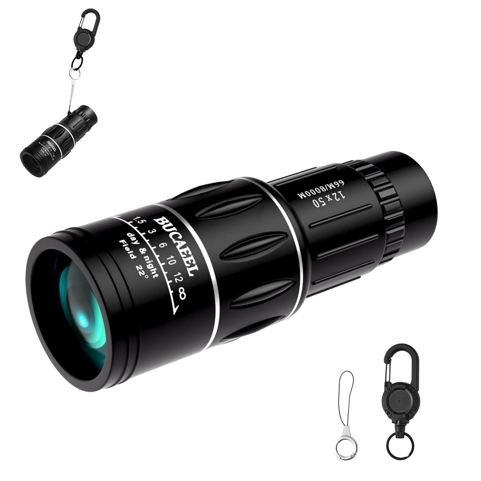 Monoculars for Adults High Powered,BAK4 Prism Monocular Scope with Large Eyepiece,Portable Telescopic Carabiner, Compact Handheld monoscope for Bird
