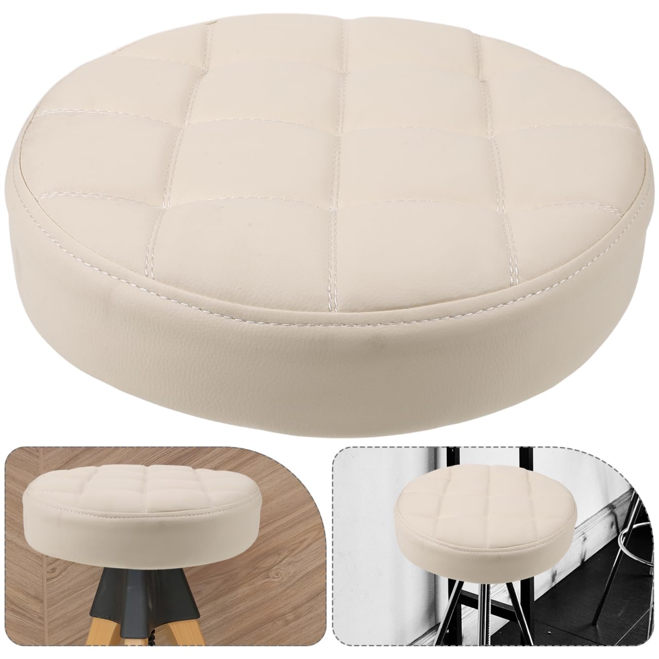 PRETYZOOM Coussin De Siège Rond en PU 12.60X12.60X2.95 Pouces Remplacement pour Tabouret De Bar Confortable Usage Restaurant Et Maison
