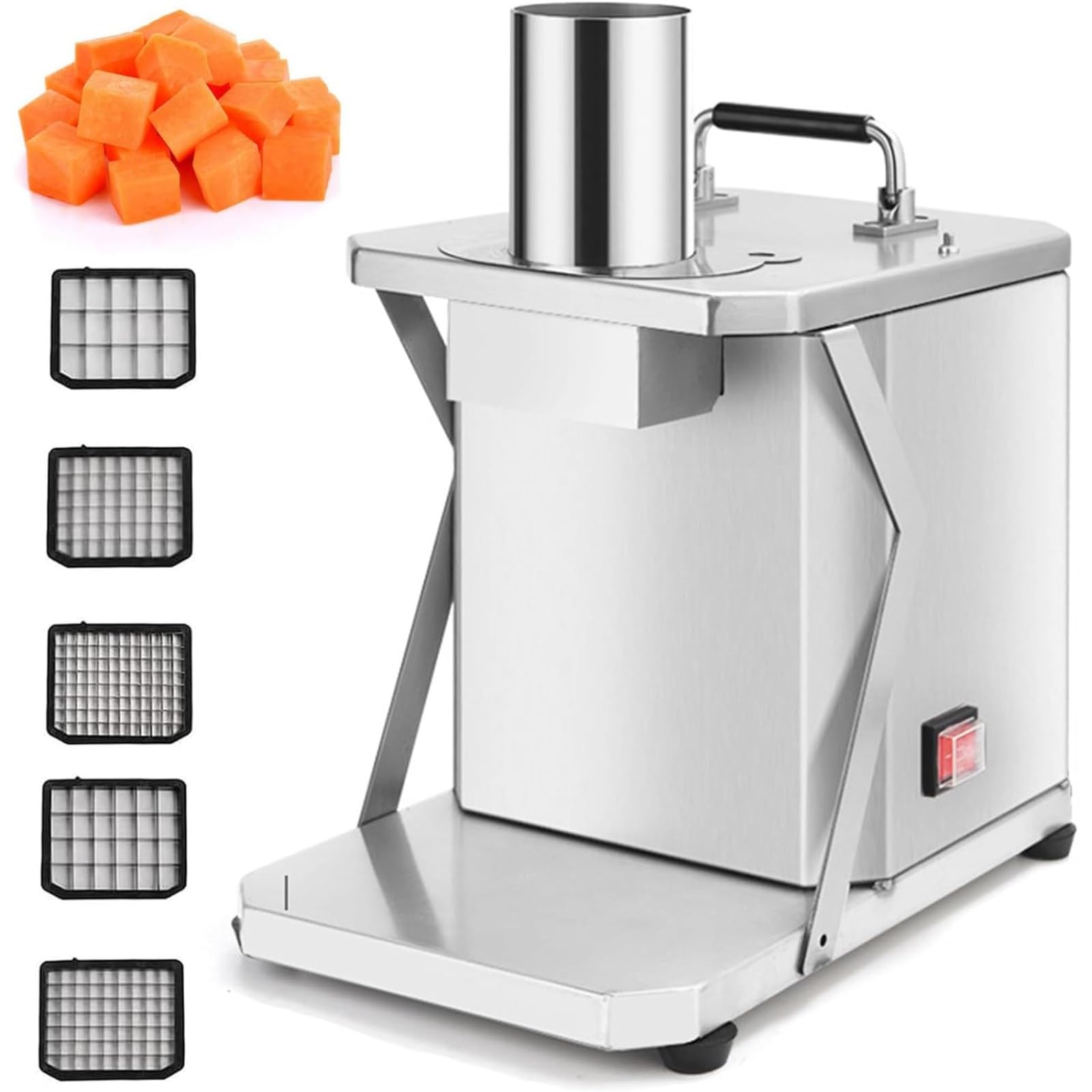 HCZKIUJY Commercial Vegetable Dicer Electric Vegetable Slicer Shredder Electric Automatic Fruit Food Dicer Heavy Duty Stainless Steel Vegetable Chopper Cutter