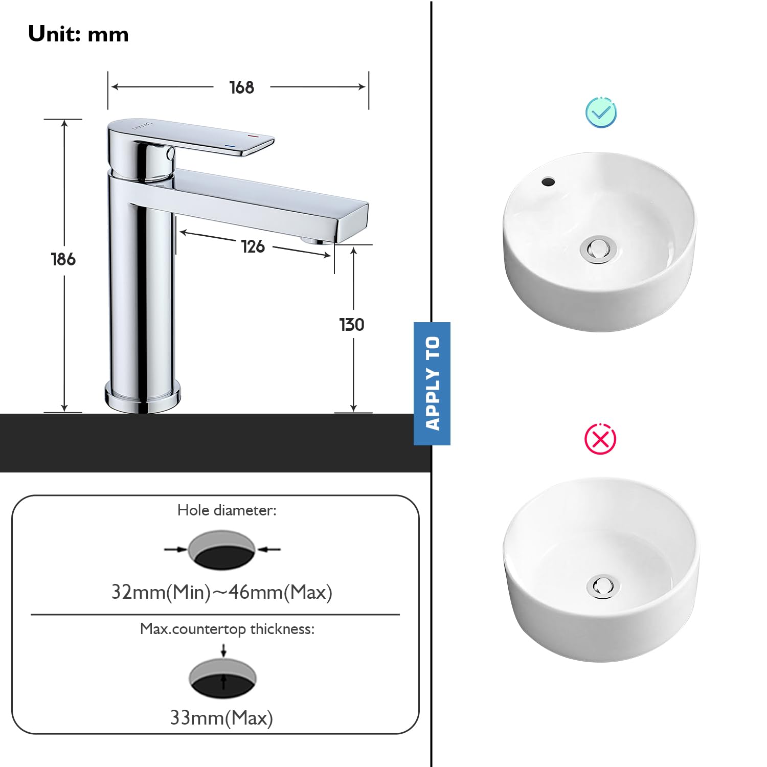 Decaura Wasserhahn Bad Waschtischarmatur Badezimmer Klein Einhebelmischer Waschbeckenarmatur Einhand Bad Armatur Mischbatterie Edelstahl mit Auslaufhöhe 130 mm
