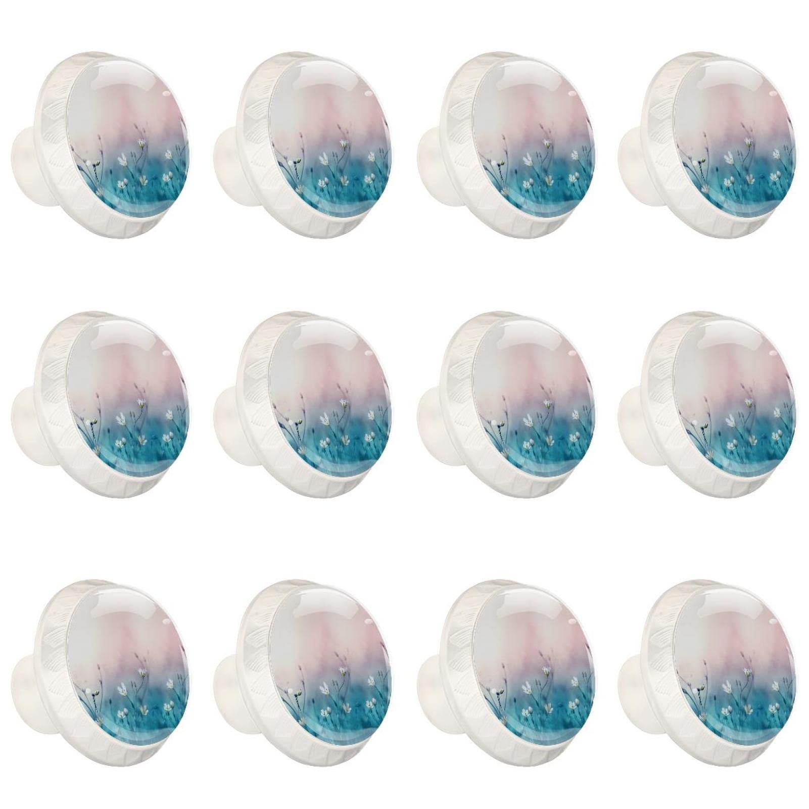 Poignées d'armoires de cuisine modernes boutons de tiroir en lot de 12 motif fleur