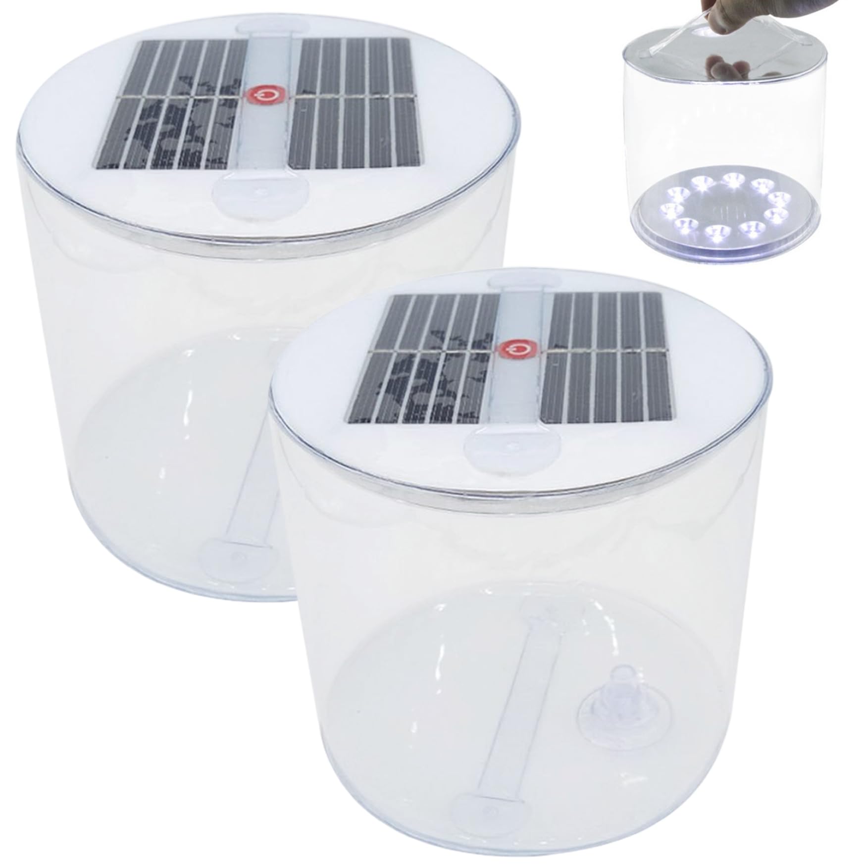 Solar Powered Camping Lantern, 2PCS Waterproof Inflatable LED Light with Handle for Emergency and Outdoor Activities