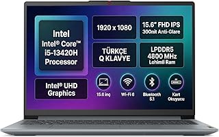Lenovo IdeaPad Slim 3 15IRH8 Intel Core i5-13420H 8GB 512GB SSD 15.6" FHD Freedos Laptop, Notebook 83EM00C7TR