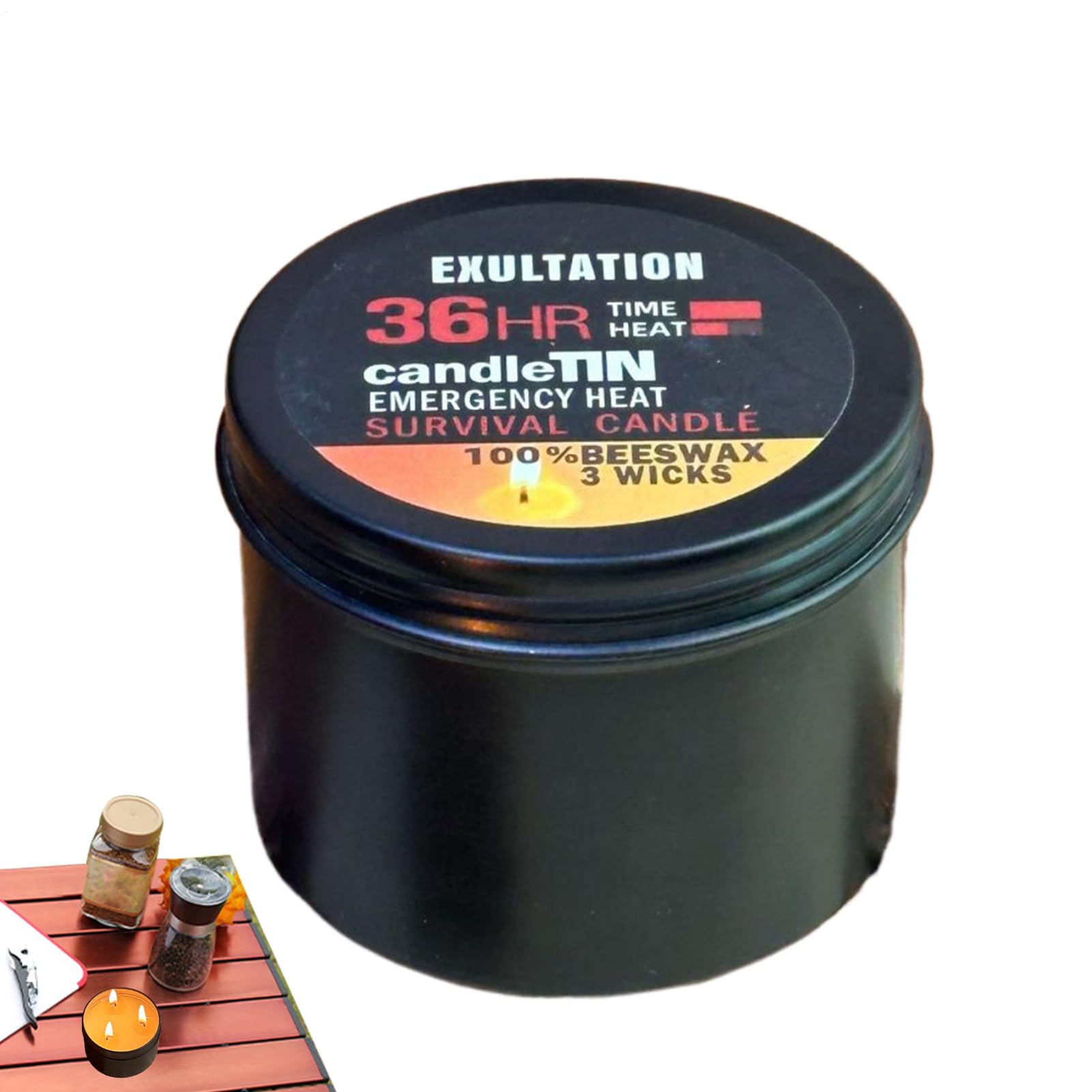 2 velas de 3 mechas de 6,3 x 5 cm, para apagón de energía, larga duración de combustión, 36 horas, resistente al, sin humo, para camping, senderismo, negro