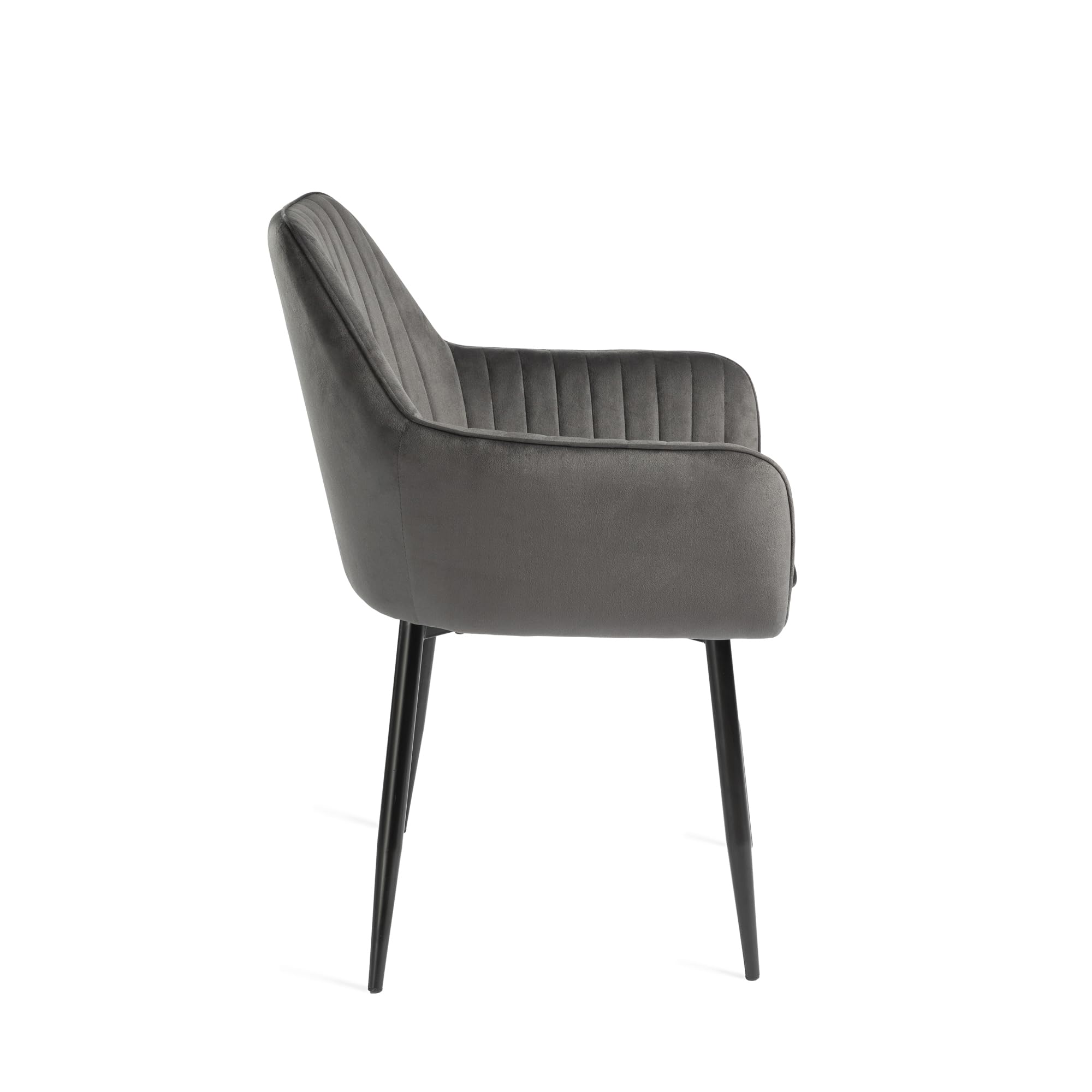 DUPI Sillón de Comedor JAVEA, Butaca tapizado en Antelina, Diseño Moderno, 58x58x86 cm (Pack 2 Unidades, Gris)