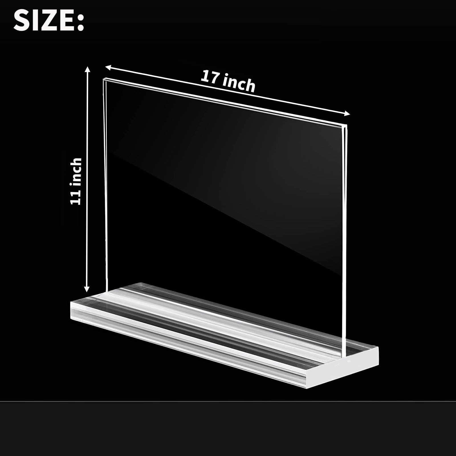 BeapTcely Clear Acrylic Sign Holders (11"x17") – Horizontal T-Shaped Display Stands For Menus, Photos, Flyers – 4 Pack - View #10