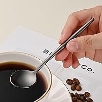 Vista 3 de 5.1 Pulgadas Cuchara de Té Satinada Negra SS18/10, Juego de 4 Mini Cucharas de Café de Acero Inoxidable, Cuchara de Té Pequeña, Cucharas Demitasse